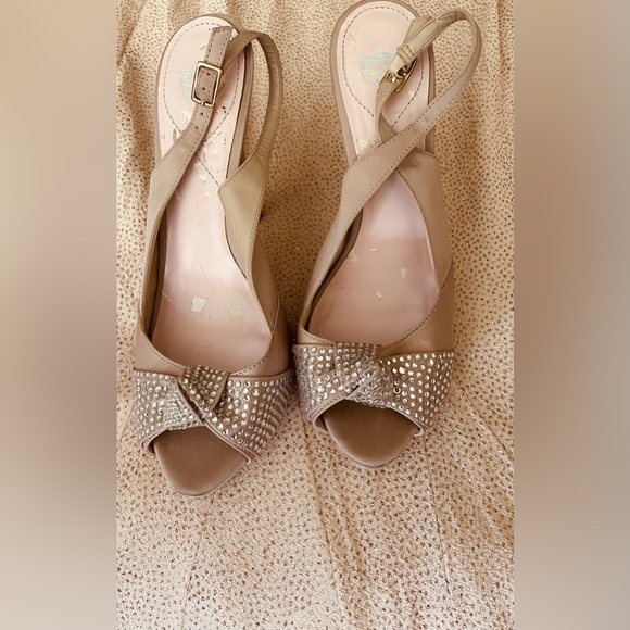 Jessica McClintock Y2K Mermaid Dress GoldGlitterCream Size4 Host Pick Bridesmaid - Picture 5 of 9